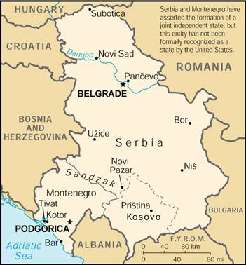 Map Serbia And Montenegro 